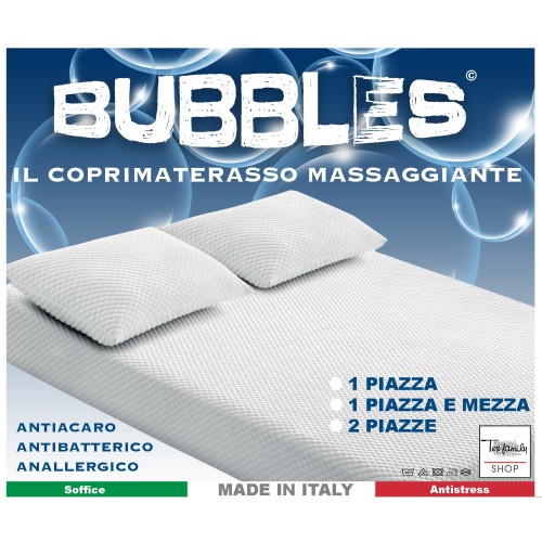 Coprimaterasso Bubbles Massaggiante Antiacaro Anallergico - Poliestere Bielastico con Angoli Elasticizzati - Made in Italy